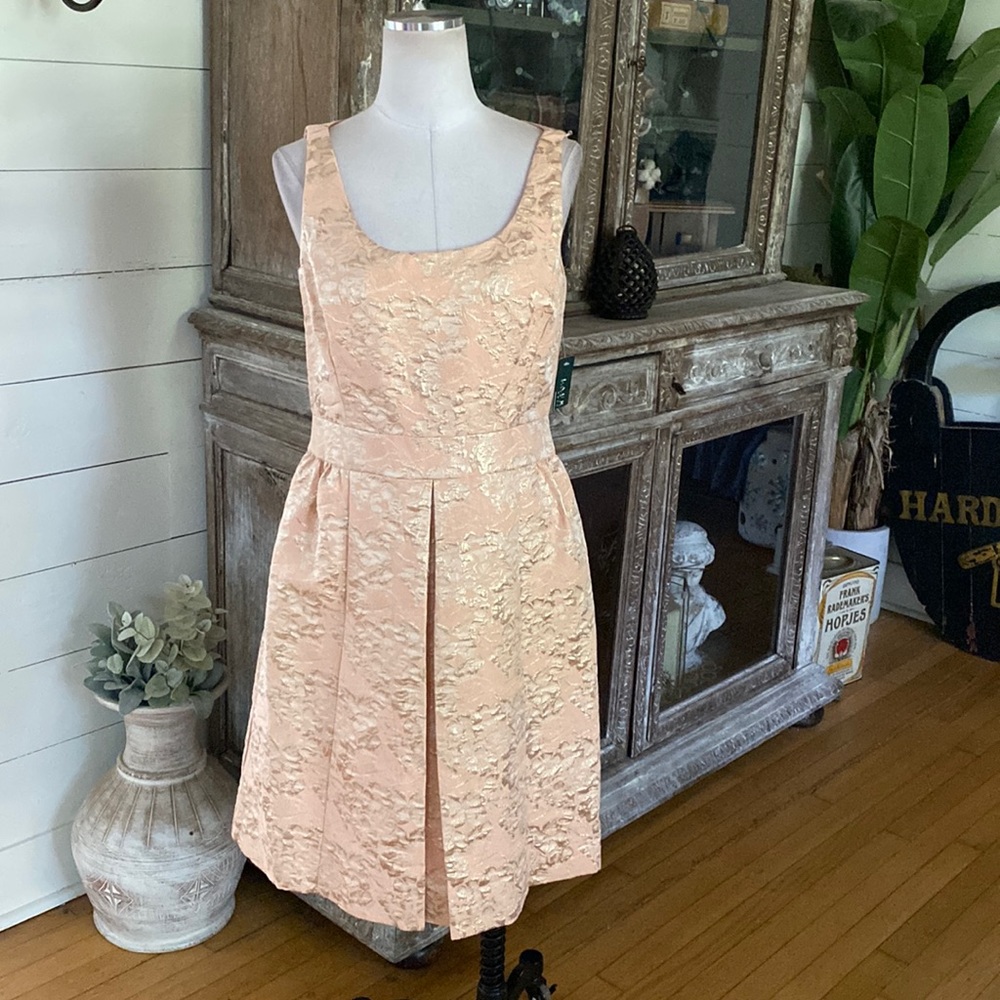 LAUREN Ralph Lauren BLUSH METALLIC SLEEVELESS DRESS 10 NEW